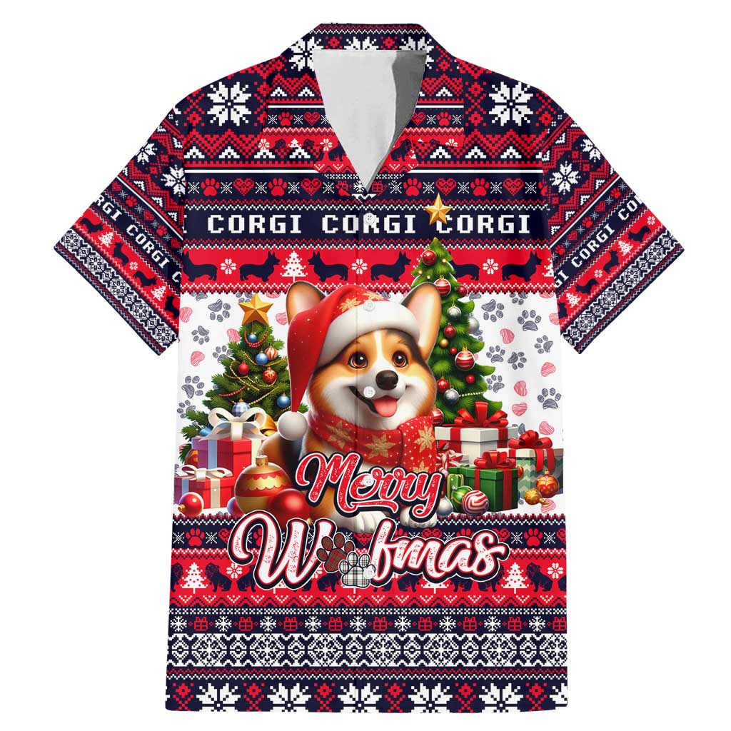 Corgi Merry Woofmas Family Matching Mermaid Dress and Hawaiian Shirt Christmas Dog Art Style - Wonder Print Shop