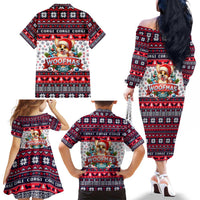 Corgi Merry Woofmas Family Matching Off The Shoulder Long Sleeve Dress and Hawaiian Shirt Christmas Dog Art Style - Wonder Print Shop