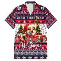 Corgi Merry Woofmas Family Matching Off The Shoulder Long Sleeve Dress and Hawaiian Shirt Christmas Dog Art Style - Wonder Print Shop