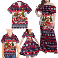 Corgi Merry Woofmas Family Matching Off Shoulder Maxi Dress and Hawaiian Shirt Christmas Dog Art Style - Wonder Print Shop