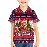 Corgi Merry Woofmas Family Matching Off Shoulder Maxi Dress and Hawaiian Shirt Christmas Dog Art Style - Wonder Print Shop