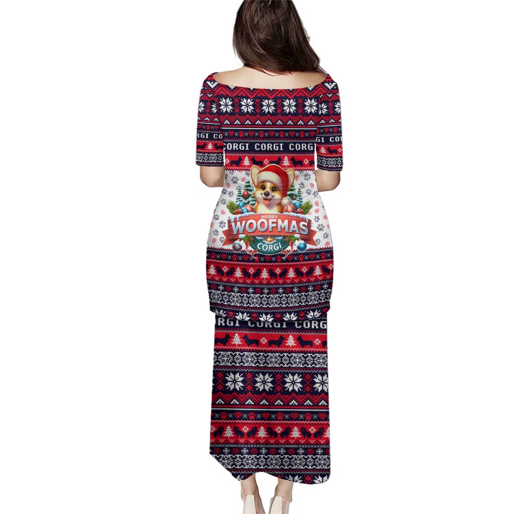 Corgi Merry Woofmas Family Matching Puletasi and Hawaiian Shirt Christmas Dog Art Style - Wonder Print Shop