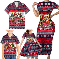 Corgi Merry Woofmas Family Matching Short Sleeve Bodycon Dress and Hawaiian Shirt Christmas Dog Art Style - Wonder Print Shop