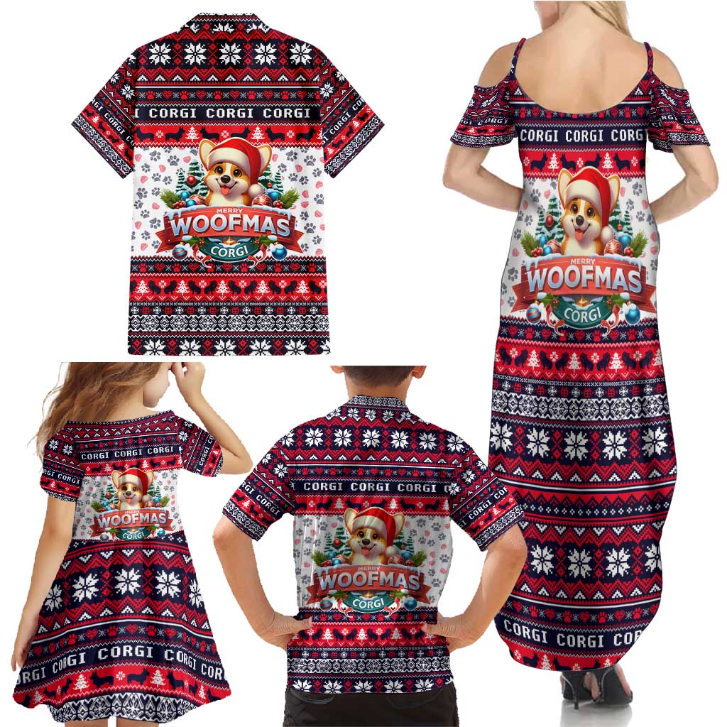 Corgi Merry Woofmas Family Matching Summer Maxi Dress and Hawaiian Shirt Christmas Dog Art Style - Wonder Print Shop