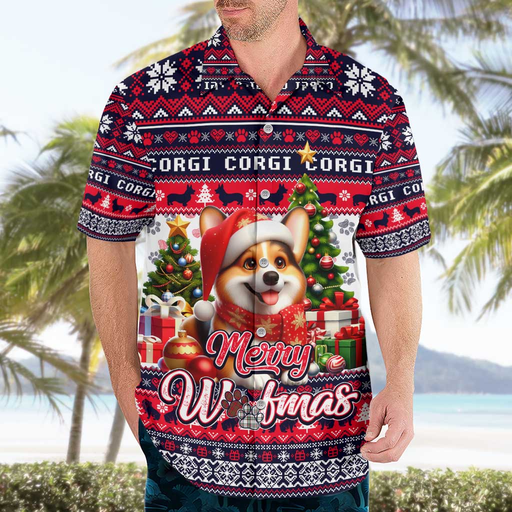 Corgi Merry Woofmas Hawaiian Shirt Christmas Dog Art Style - Wonder Print Shop