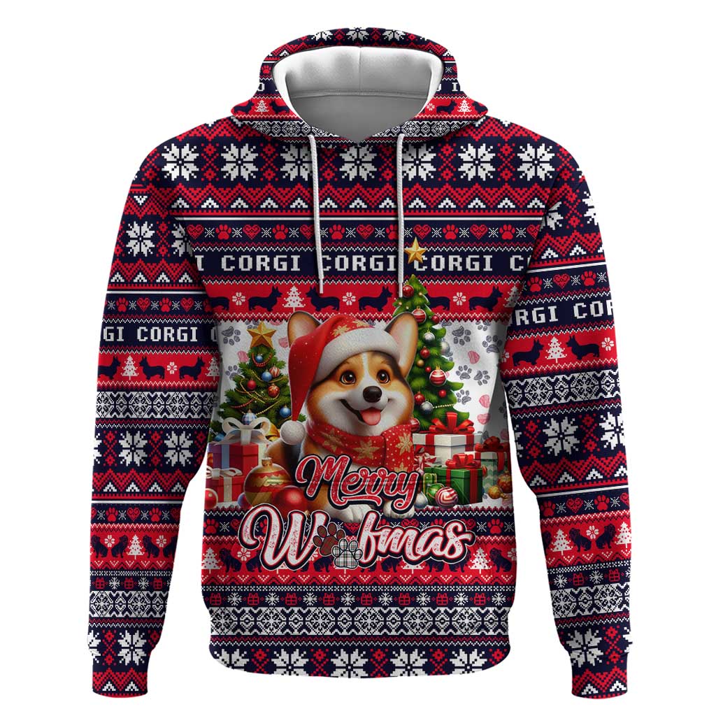 Corgi Merry Woofmas Hoodie Christmas Dog Art Style - Wonder Print Shop