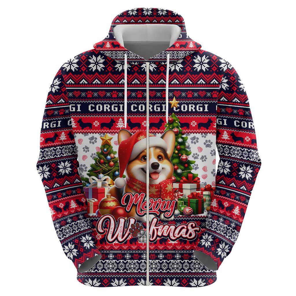 Corgi Merry Woofmas Hoodie Christmas Dog Art Style - Wonder Print Shop