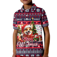 Corgi Merry Woofmas Kid Polo Shirt Christmas Dog Art Style - Wonder Print Shop