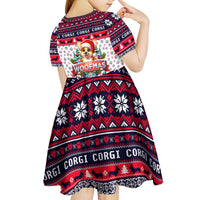 Corgi Merry Woofmas Kid Short Sleeve Dress Christmas Dog Art Style - Wonder Print Shop