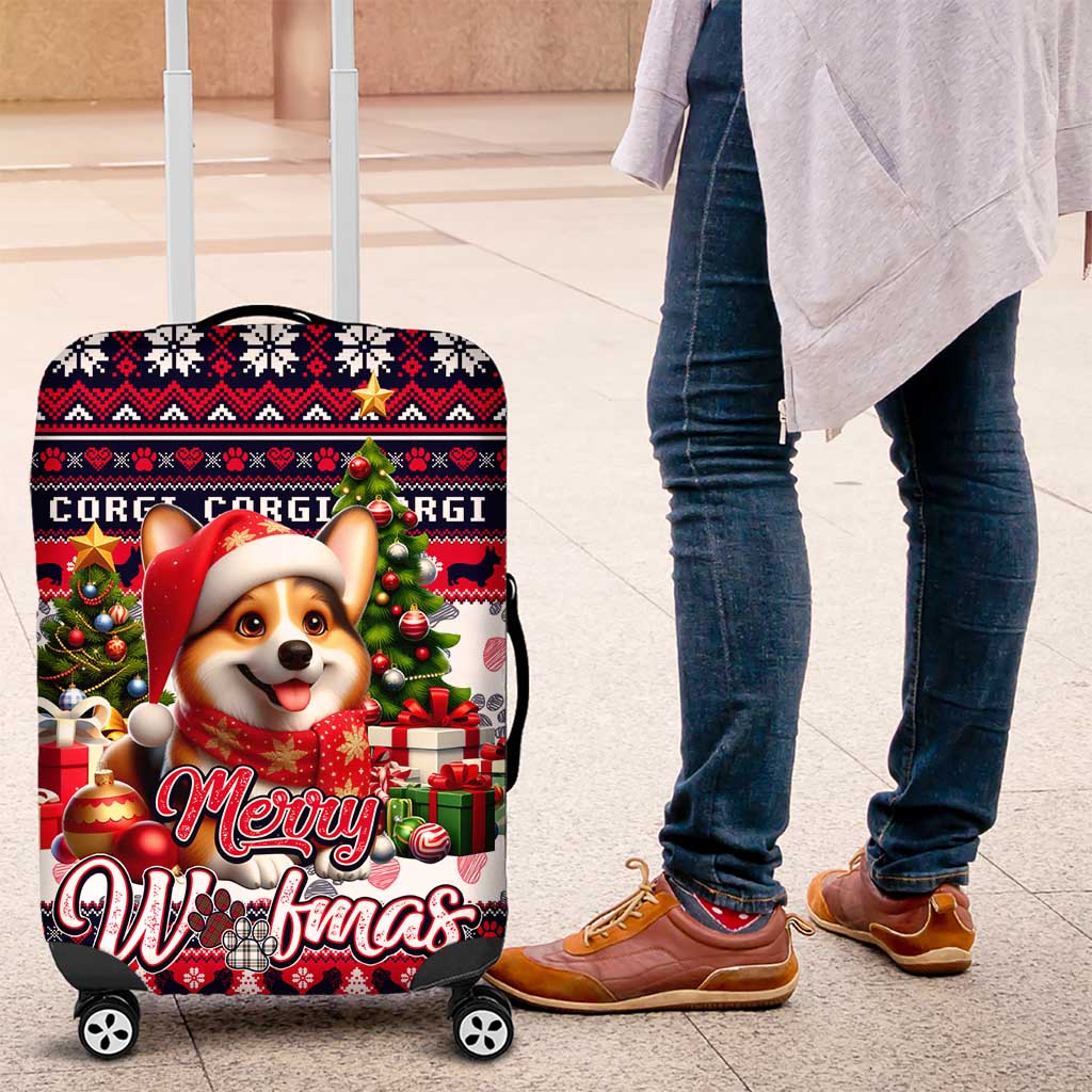 Corgi Merry Woofmas Luggage Cover Christmas Dog Art Style - Wonder Print Shop