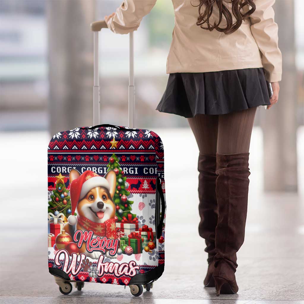 Corgi Merry Woofmas Luggage Cover Christmas Dog Art Style - Wonder Print Shop