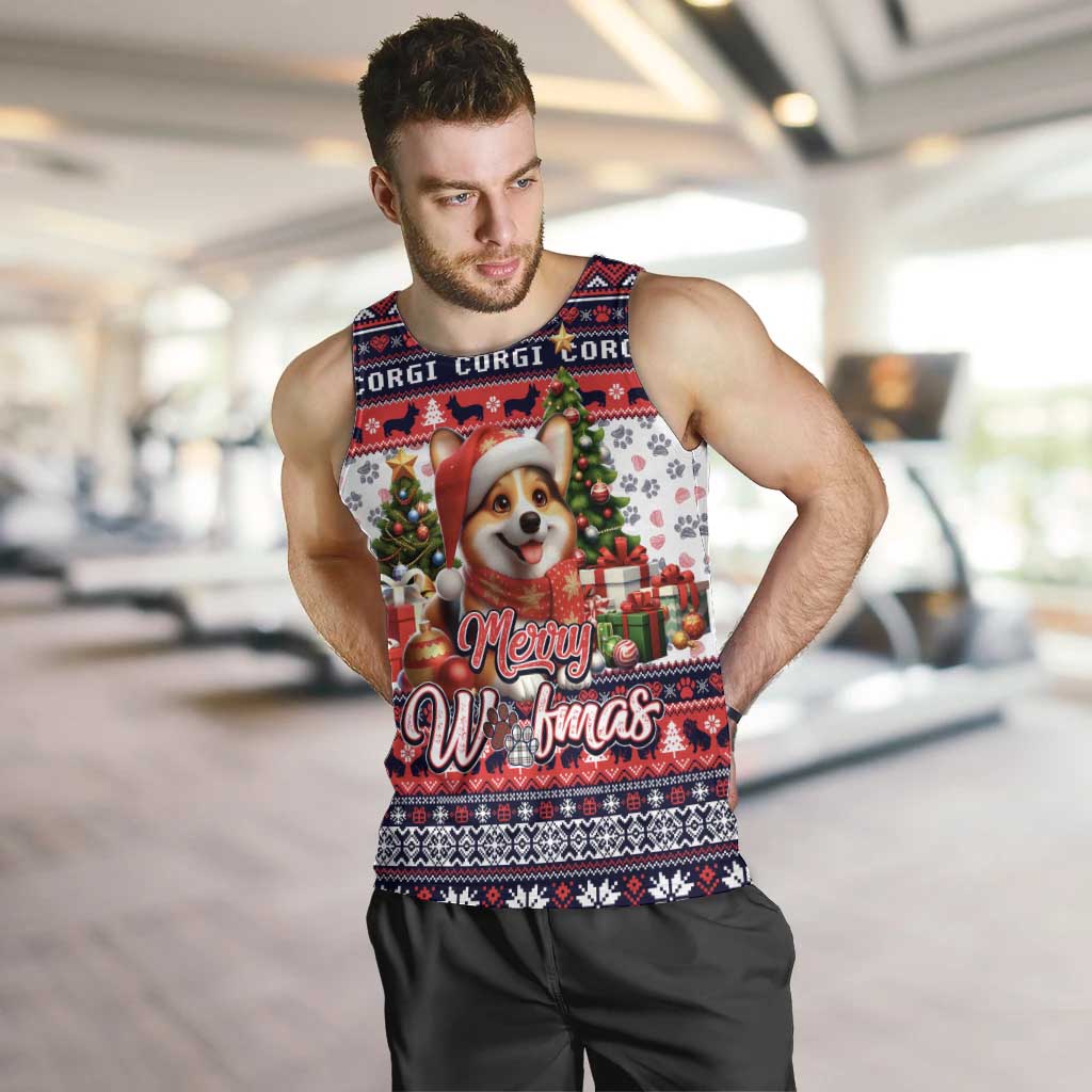 Corgi Merry Woofmas Men Tank Top Christmas Dog Art Style - Wonder Print Shop