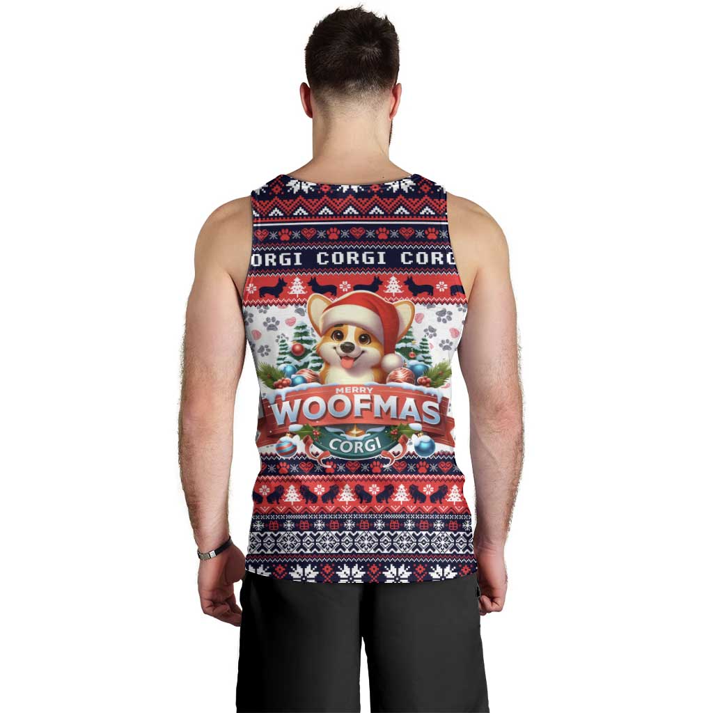 Corgi Merry Woofmas Men Tank Top Christmas Dog Art Style - Wonder Print Shop