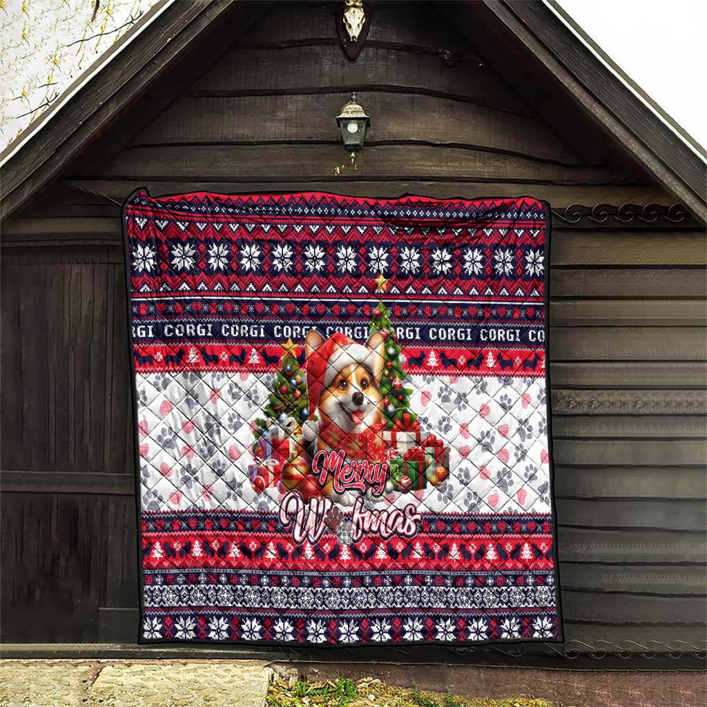 Corgi Merry Woofmas Quilt Christmas Dog Art Style - Wonder Print Shop