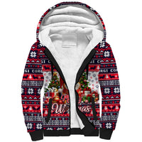 Corgi Merry Woofmas Sherpa Hoodie Christmas Dog Art Style - Wonder Print Shop