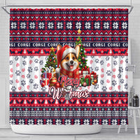Corgi Merry Woofmas Shower Curtain Christmas Dog Art Style