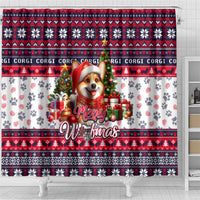 Corgi Merry Woofmas Shower Curtain Christmas Dog Art Style