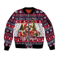 Corgi Merry Woofmas Sleeve Zip Bomber Jacket Christmas Dog Art Style - Wonder Print Shop