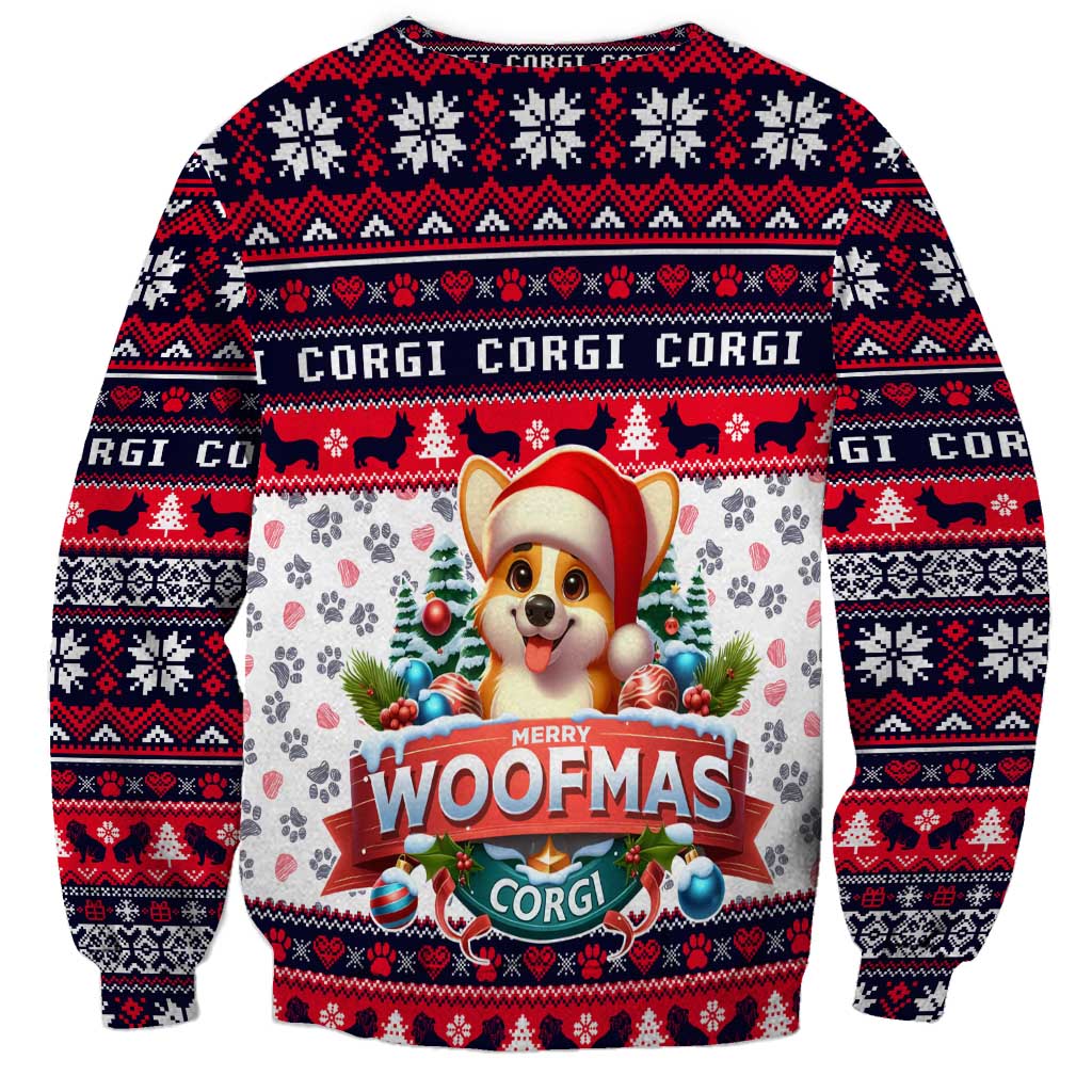 Corgi Merry Woofmas Sweatshirt Christmas Dog Art Style - Wonder Print Shop