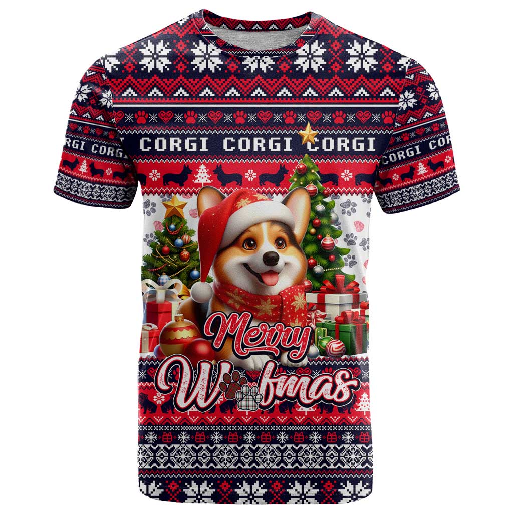 Corgi Merry Woofmas T Shirt Christmas Dog Art Style - Wonder Print Shop
