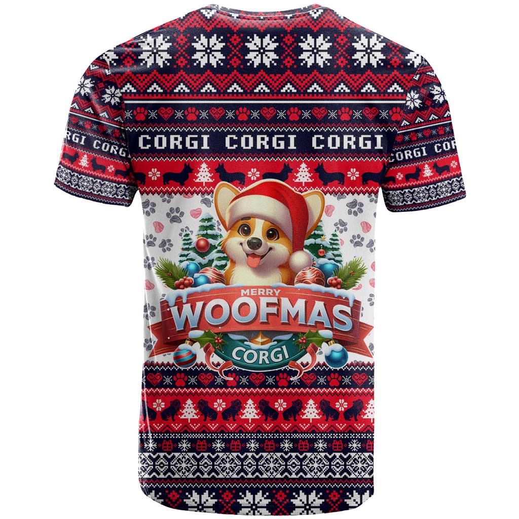 Corgi Merry Woofmas T Shirt Christmas Dog Art Style - Wonder Print Shop
