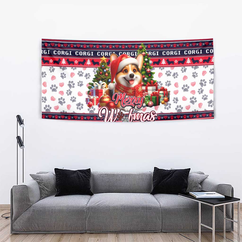 Corgi Merry Woofmas Tapestry Christmas Dog Art Style - Wonder Print Shop