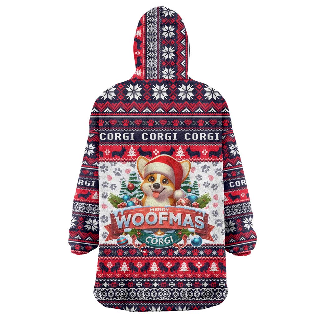 Corgi Merry Woofmas Wearable Blanket Hoodie Christmas Dog Art Style - Wonder Print Shop