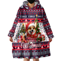 Corgi Merry Woofmas Wearable Blanket Hoodie Christmas Dog Art Style - Wonder Print Shop