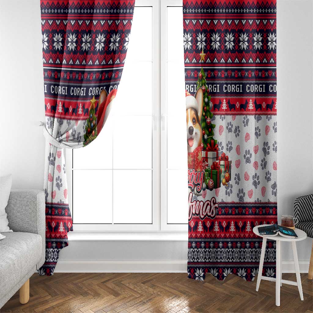 Corgi Merry Woofmas Window Curtain Christmas Dog Art Style - Wonder Print Shop
