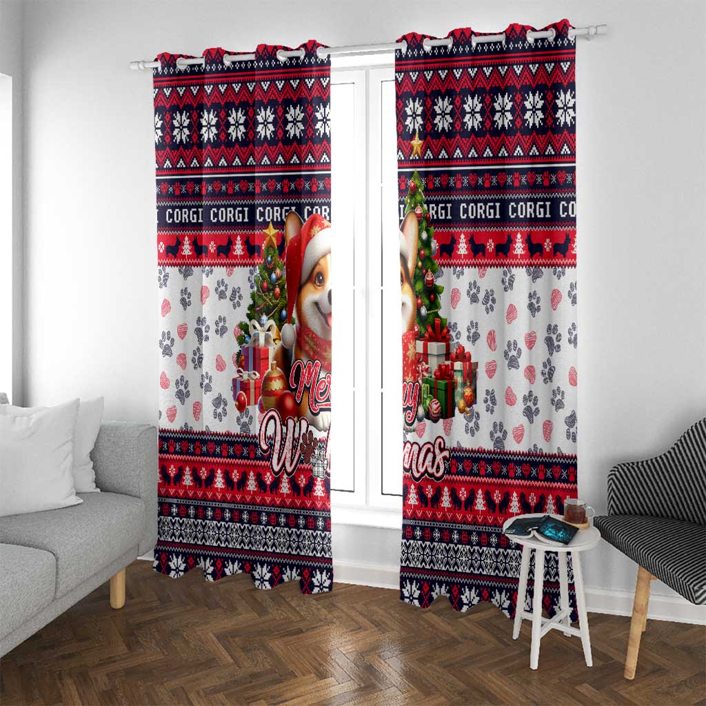 Corgi Merry Woofmas Window Curtain Christmas Dog Art Style - Wonder Print Shop