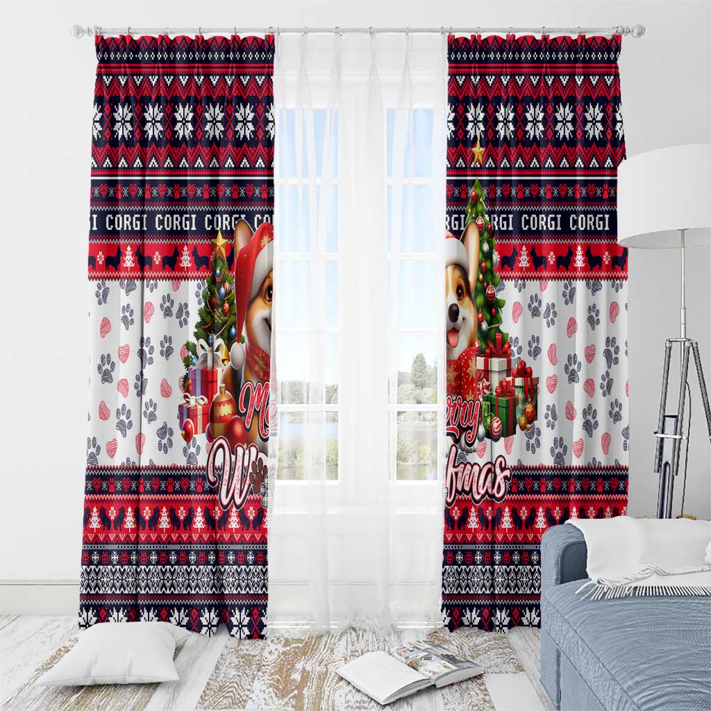 Corgi Merry Woofmas Window Curtain Christmas Dog Art Style - Wonder Print Shop