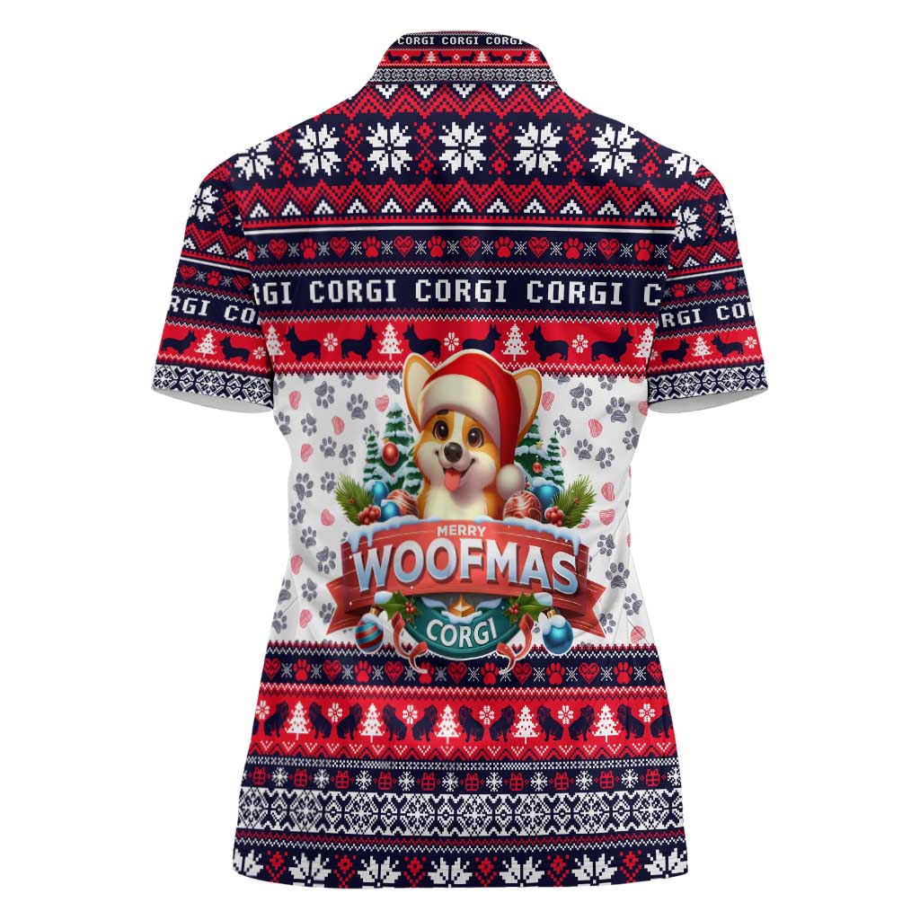 Corgi Merry Woofmas Women Polo Shirt Christmas Dog Art Style - Wonder Print Shop