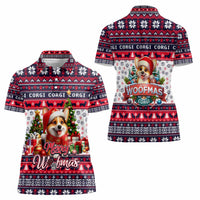 Corgi Merry Woofmas Women Polo Shirt Christmas Dog Art Style - Wonder Print Shop