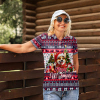 Corgi Merry Woofmas Women Polo Shirt Christmas Dog Art Style - Wonder Print Shop