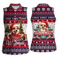 Corgi Merry Woofmas Women Sleeveless Polo Shirt Christmas Dog Art Style - Wonder Print Shop