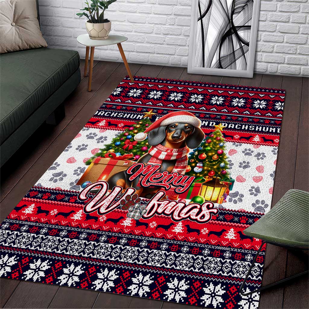 Dachshund Merry Woofmas Area Rug Christmas Dog Art Style - Wonder Print Shop
