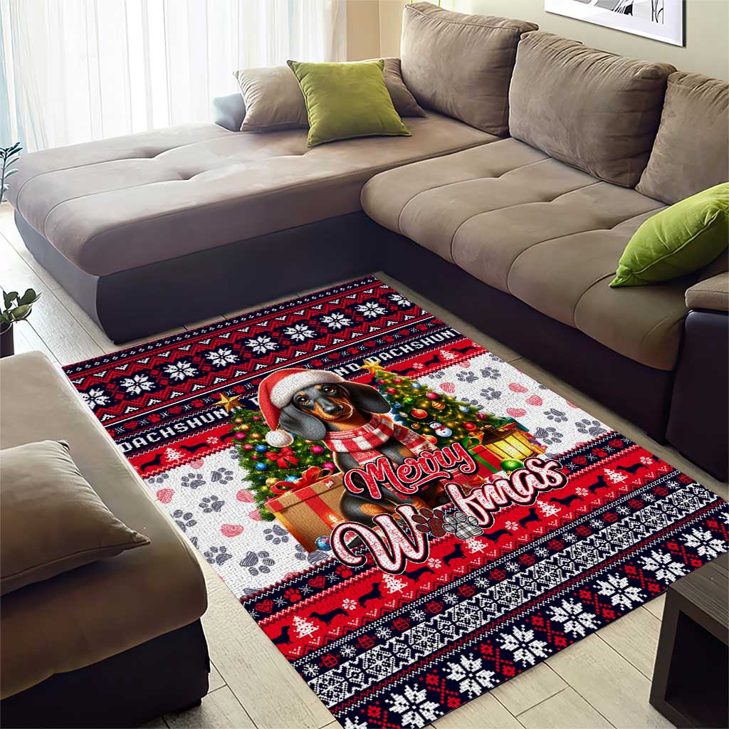Dachshund Merry Woofmas Area Rug Christmas Dog Art Style - Wonder Print Shop