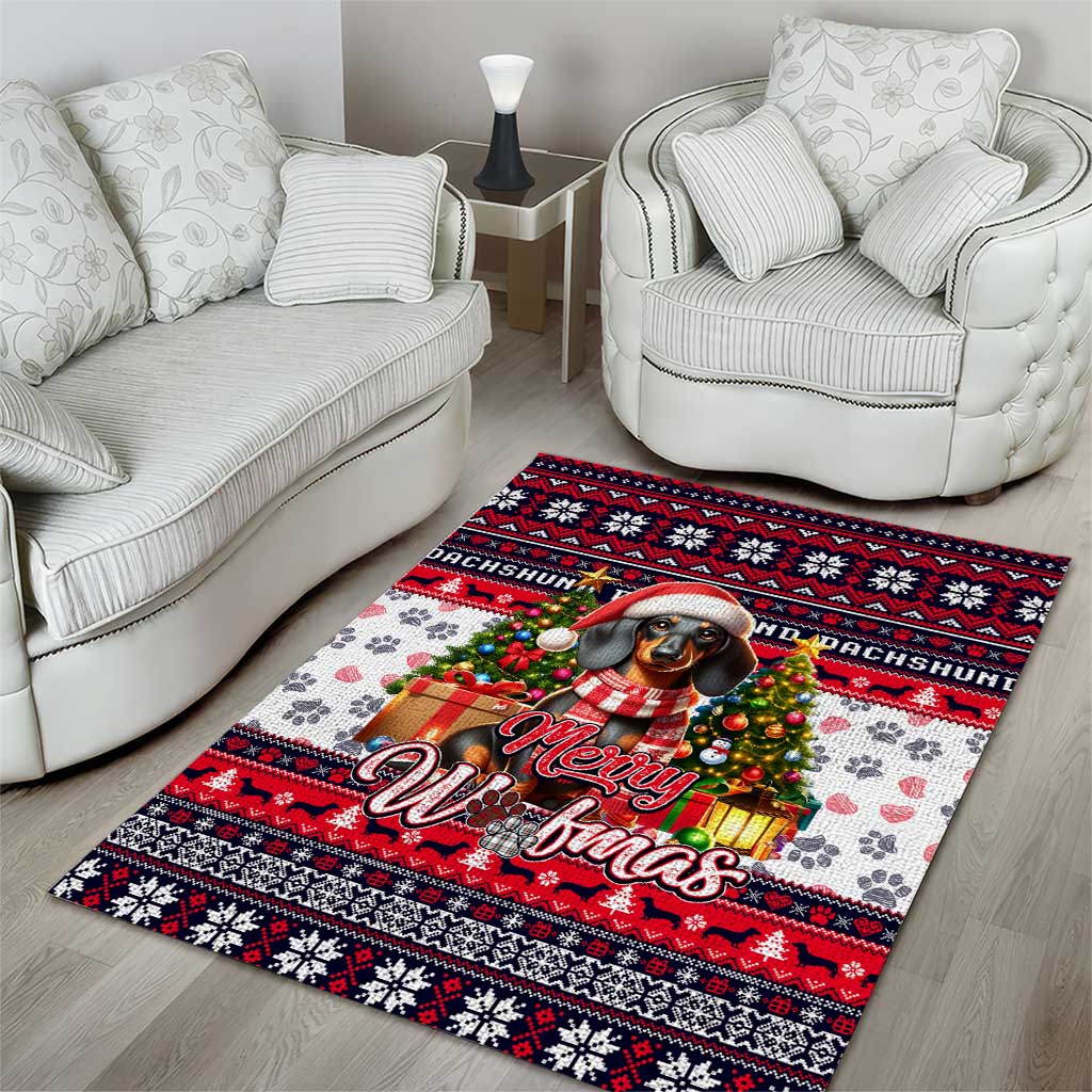 Dachshund Merry Woofmas Area Rug Christmas Dog Art Style - Wonder Print Shop