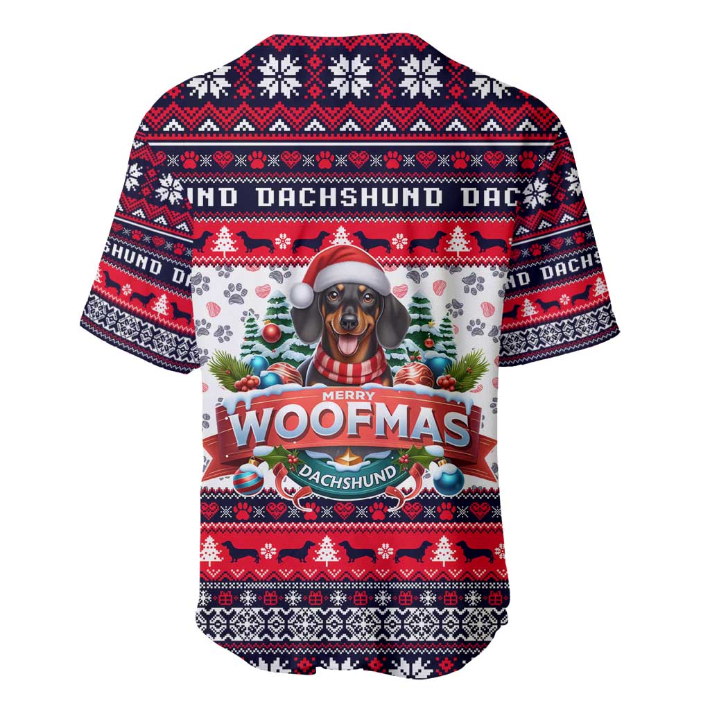 Dachshund Merry Woofmas Baseball Jersey Christmas Dog Art Style - Wonder Print Shop