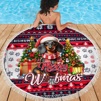 Dachshund Merry Woofmas Beach Blanket Christmas Dog Art Style - Wonder Print Shop