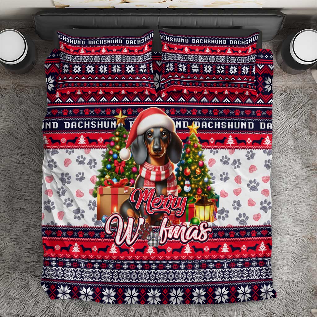 Dachshund Merry Woofmas Bedding Set Christmas Dog Art Style - Wonder Print Shop