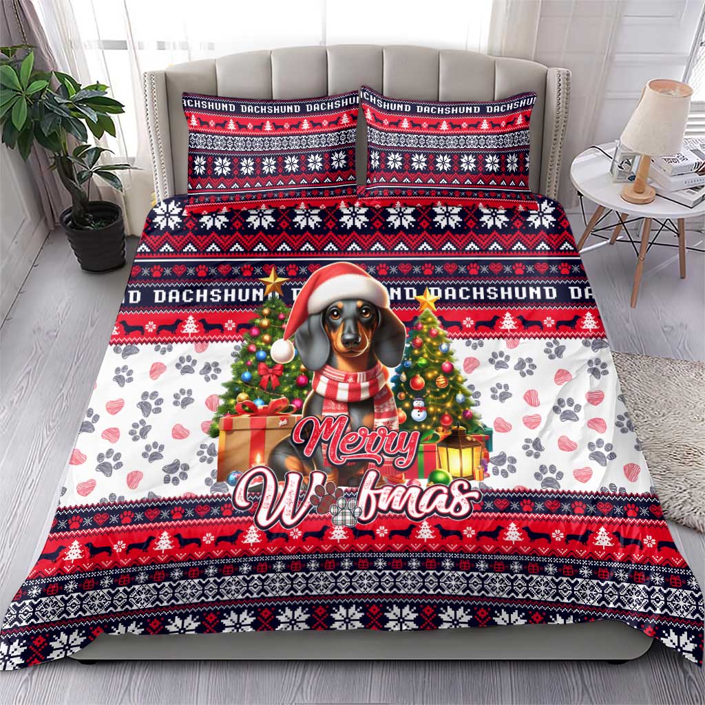Dachshund Merry Woofmas Bedding Set Christmas Dog Art Style - Wonder Print Shop