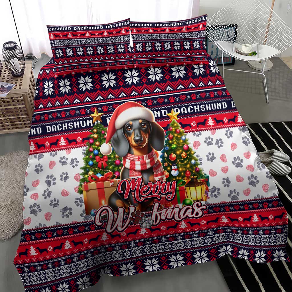 Dachshund Merry Woofmas Bedding Set Christmas Dog Art Style - Wonder Print Shop