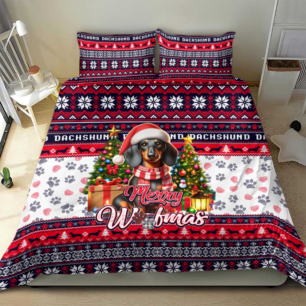 Dachshund Merry Woofmas Bedding Set Christmas Dog Art Style - Wonder Print Shop