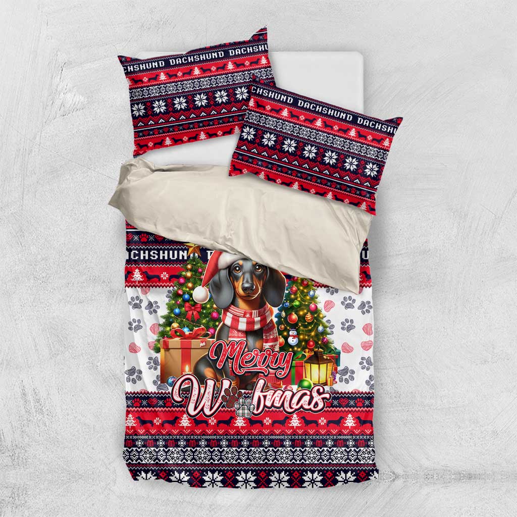 Dachshund Merry Woofmas Bedding Set Christmas Dog Art Style - Wonder Print Shop