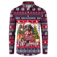 Dachshund Merry Woofmas Button Sweatshirt Christmas Dog Art Style - Wonder Print Shop