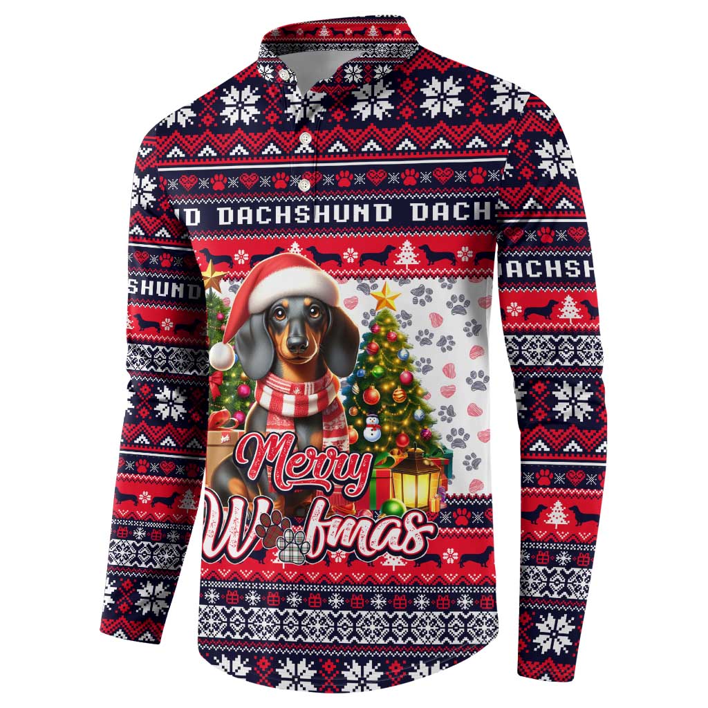 Dachshund Merry Woofmas Button Sweatshirt Christmas Dog Art Style - Wonder Print Shop