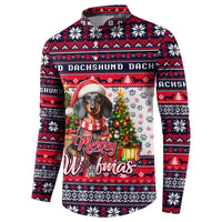 Dachshund Merry Woofmas Button Sweatshirt Christmas Dog Art Style - Wonder Print Shop