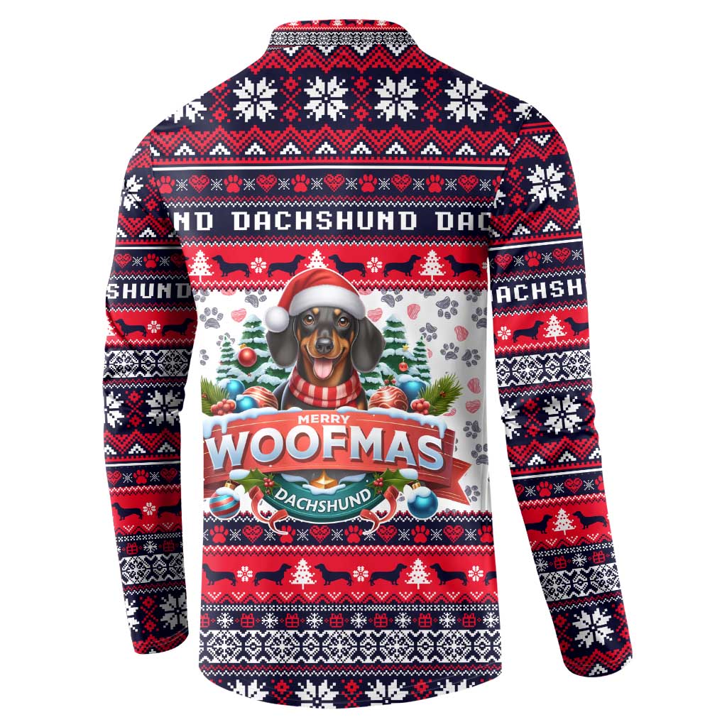 Dachshund Merry Woofmas Button Sweatshirt Christmas Dog Art Style - Wonder Print Shop