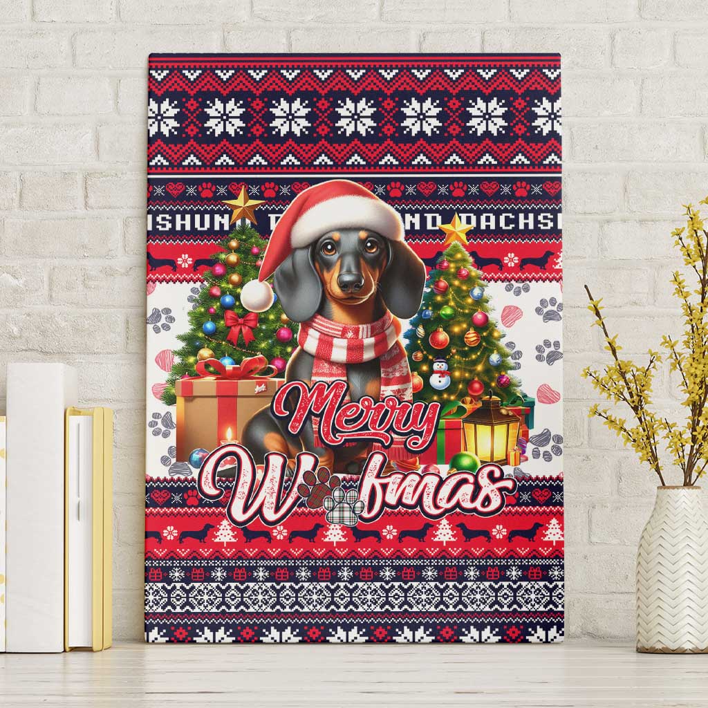 Dachshund Merry Woofmas Canvas Wall Art Christmas Dog Art Style - Wonder Print Shop